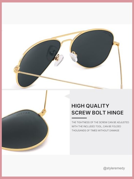 Real Glass Lens Aviator Sunglasses Metal Frame UV400 Protection main image 7